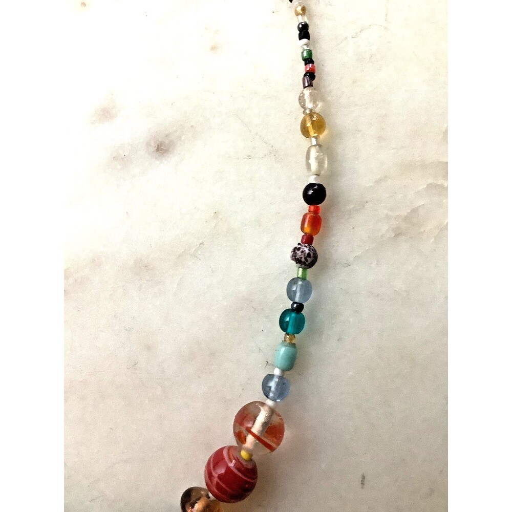 Vintage Beaded Necklace Hand Blown Art Glass Beads Multicolor 17" - Picture 4 of 8